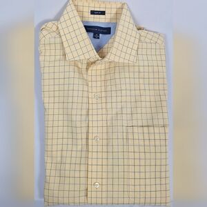 Tommy Hilfiger SLIM FIT Shirt Mens M (15) Yellow Long Sleeve Collared Checkered